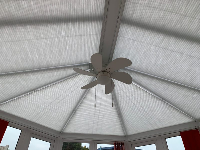 conservatory roof with a ceiling fan and blinds fitted in Rainham, Medway